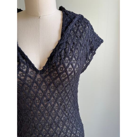 Vintage Y2K Black Sheer Stretchy Hoodie Top Medium Whimsigoth Mesh Gauzy Witchy - Picture 3 of 16